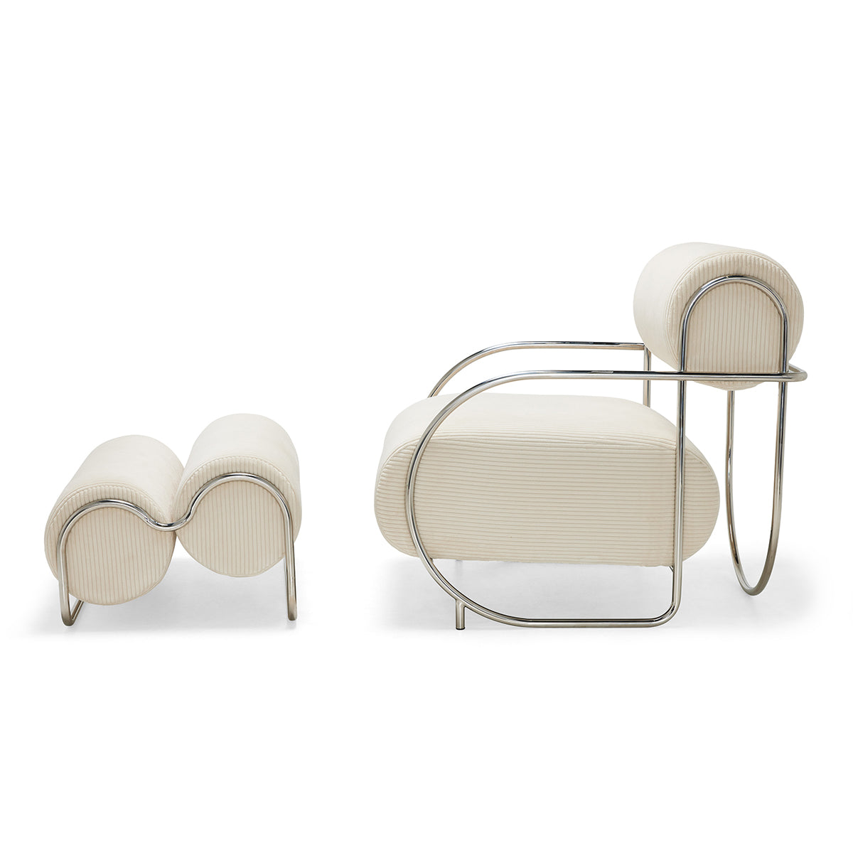 Fauteuil et pouf Chromeo (Sorrento Moon)