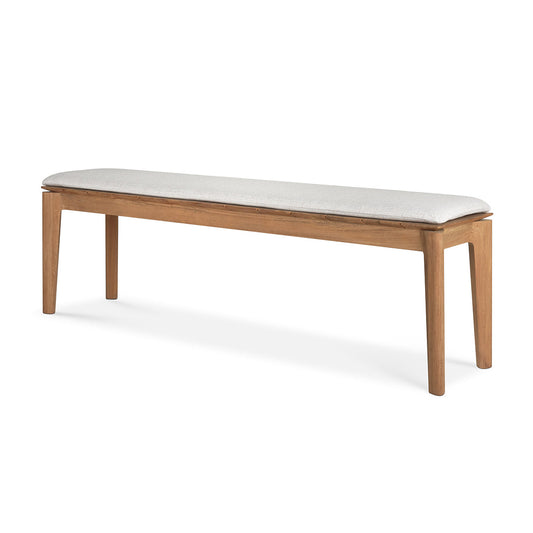 Banc d'extérieur 3 places en tissu Bok (teck, blanc cassé)