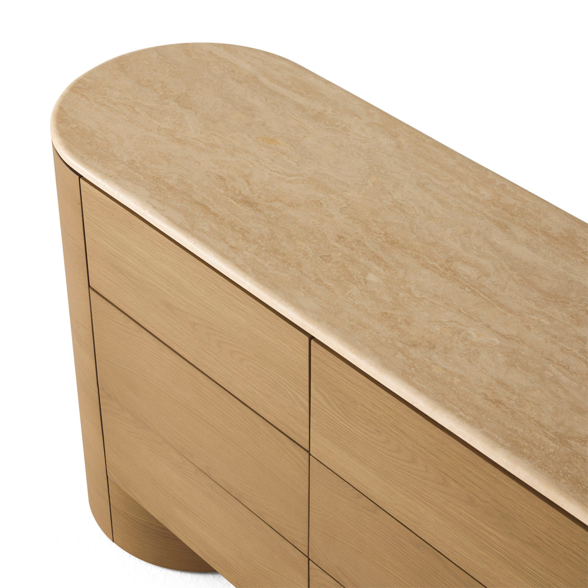 Commode Fin 6 tiroirs (chêne, travertin)