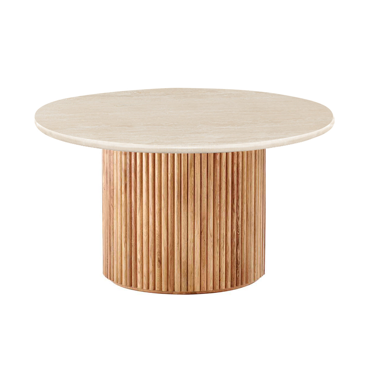 Table basse Cosmos (chêne, travertin, 85 cm)