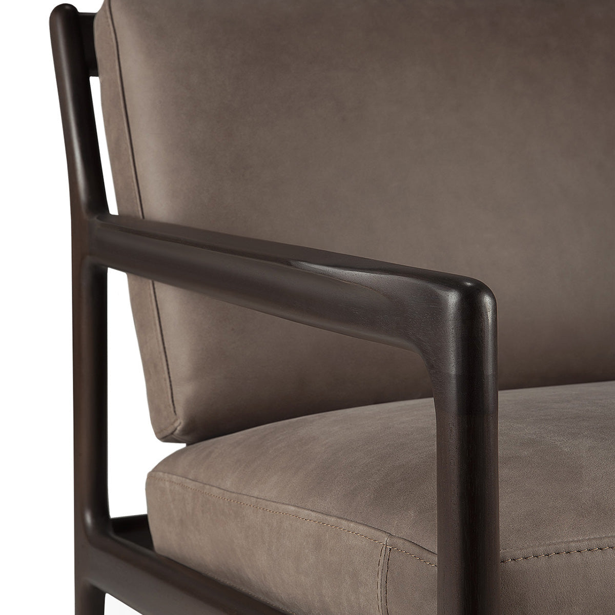 Fauteuil en cuir Jack (acajou marron foncé, nubuck terra)