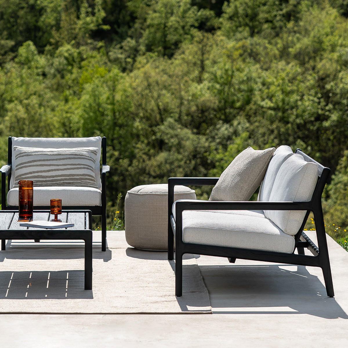 Repose-pieds d'extérieur Jack en tissu (teck, naturel)