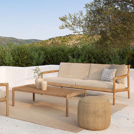 Canapé d'extérieur Jack 3 places en tissu (teck, naturel)
