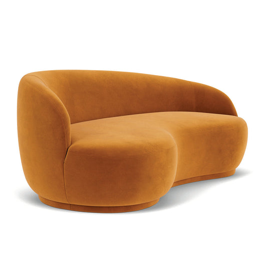 Canapé 2,5 places en velours rose (gauche, ambre mat) à déterminer