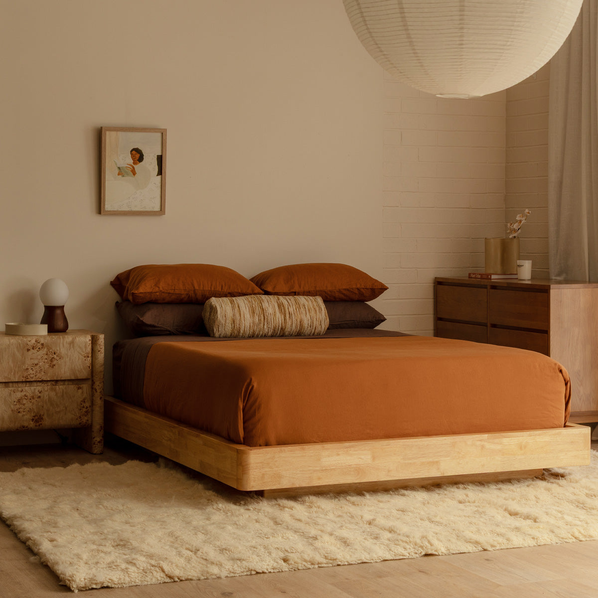 Cadre de lit double plateforme en bois Kami (chêne)