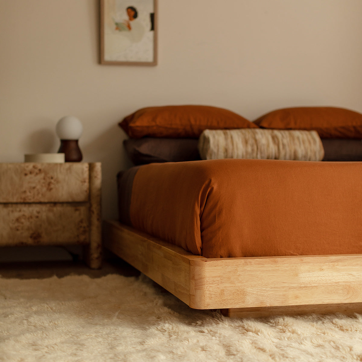 Cadre de lit double plateforme en bois Kami (chêne)