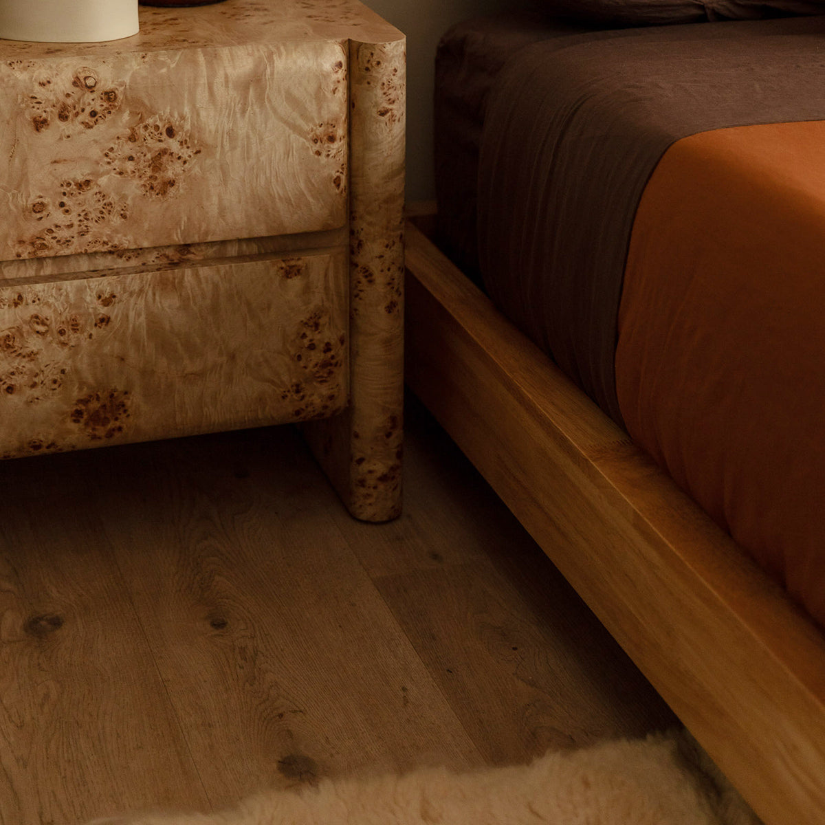 Cadre de lit double plateforme en bois Kami (chêne)