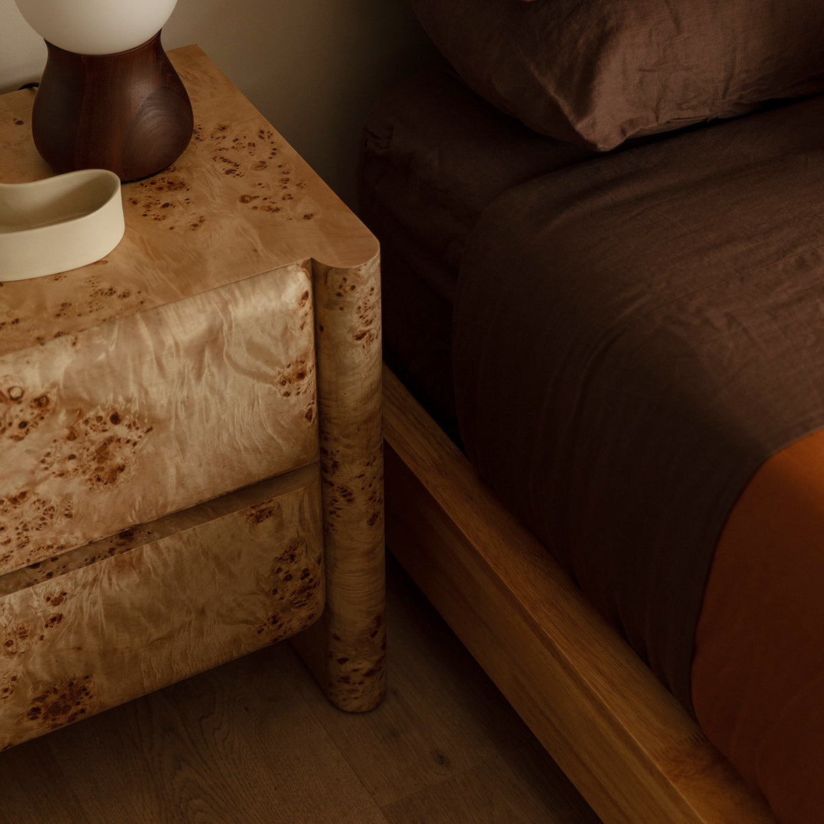 Cadre de lit double plateforme en bois Kami (chêne)