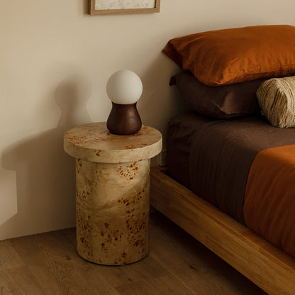 Table d'appoint ronde en bois de ronce Valentina