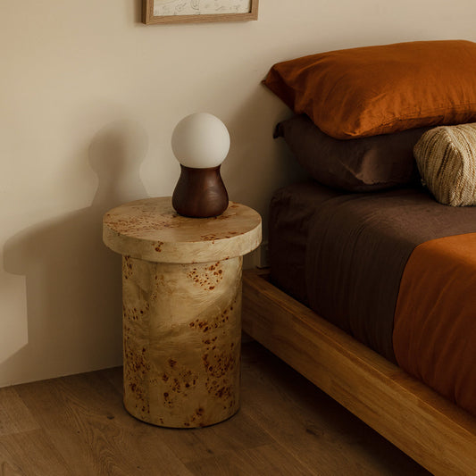 Table d'appoint ronde en bois de ronce Valentina