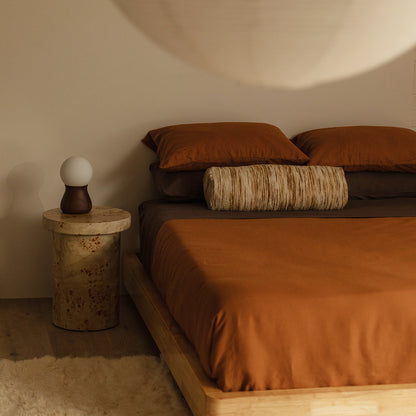 Table d'appoint ronde en bois de ronce Valentina