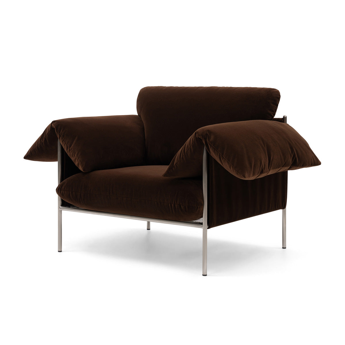 Fauteuil Alva avec cadre en acier brossé