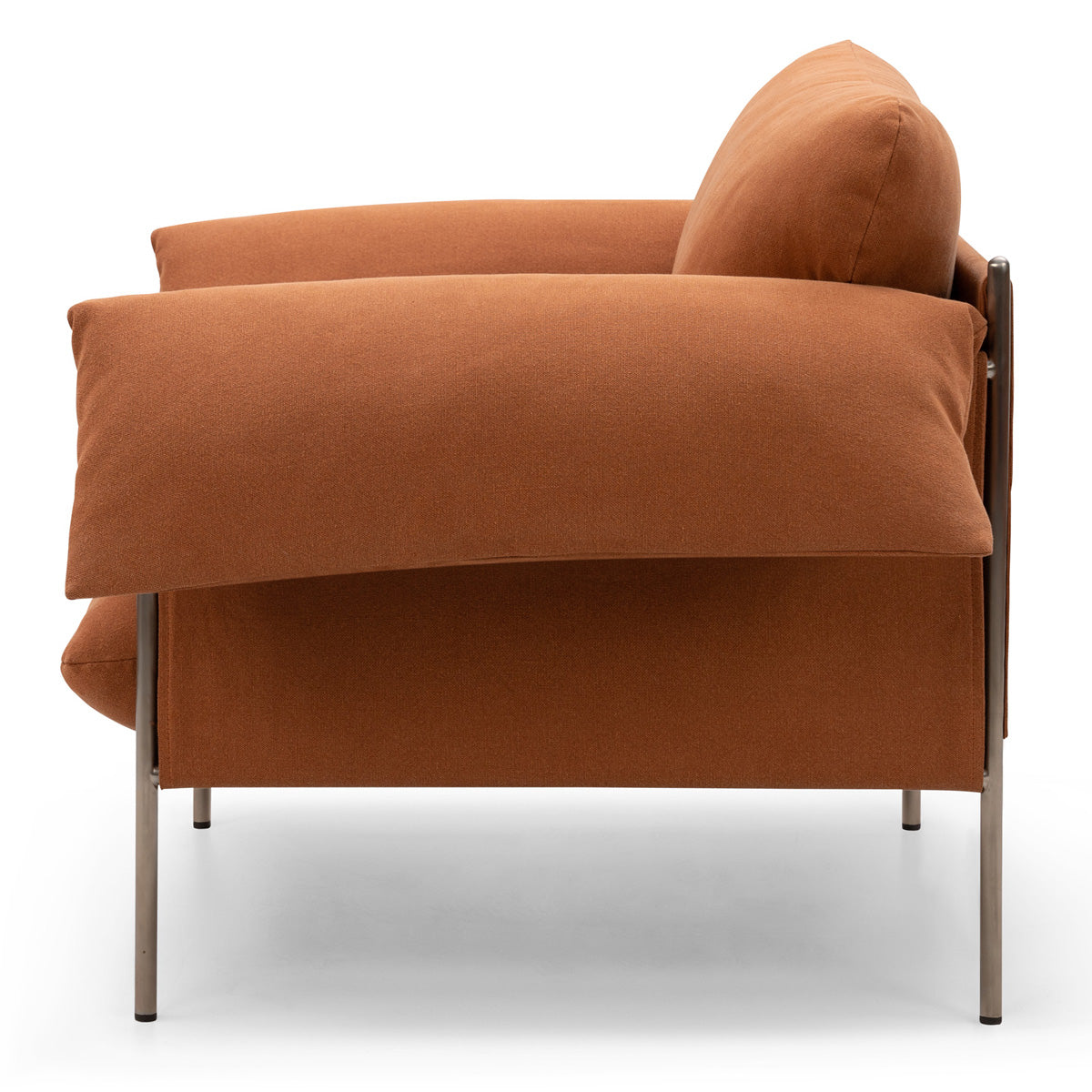 Fauteuil Alva avec cadre en acier brossé