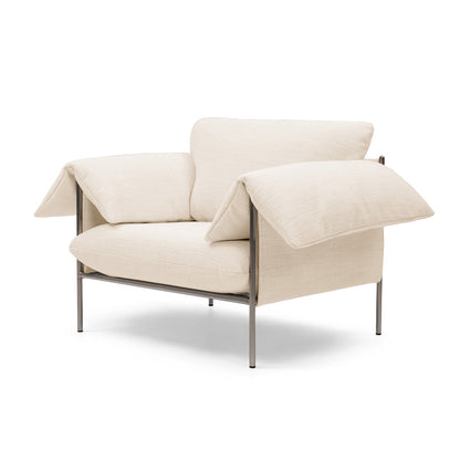 Fauteuil Alva avec cadre en acier brossé