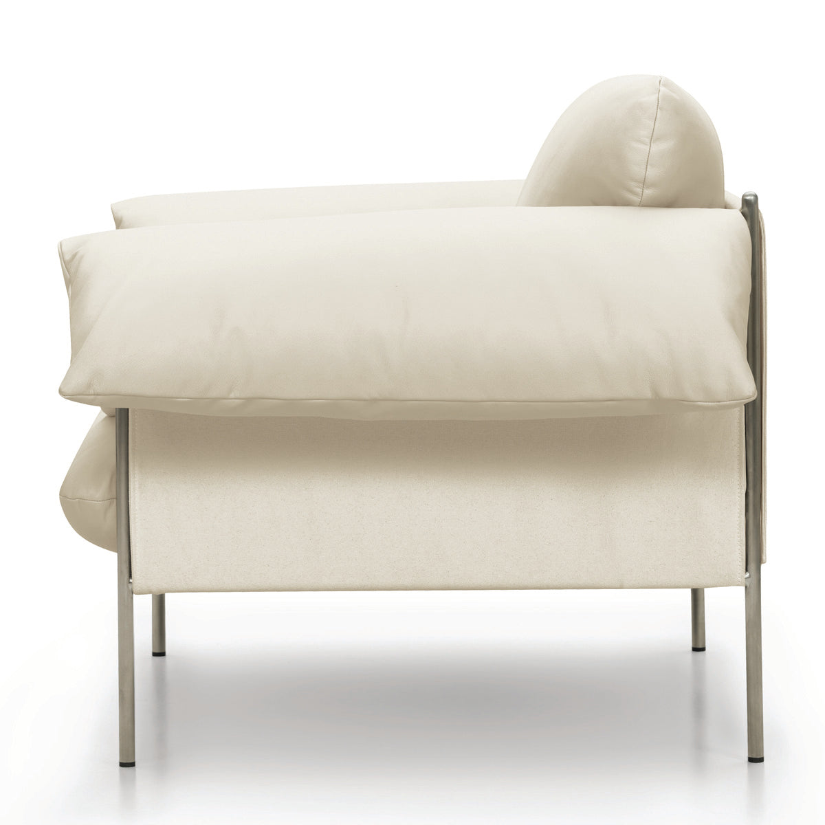 Fauteuil Alva avec cadre en acier brossé