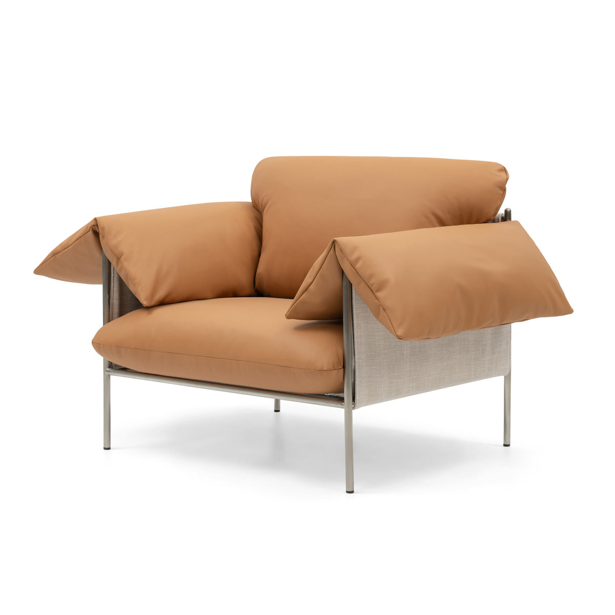 Fauteuil Alva avec cadre en acier brossé