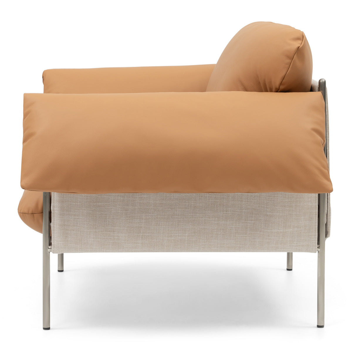 Fauteuil Alva avec cadre en acier brossé