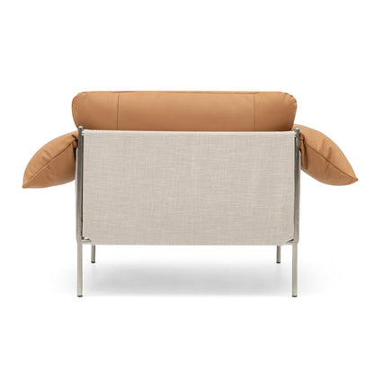 Fauteuil Alva avec cadre en acier brossé