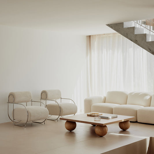 Fauteuil et pouf Chromeo (Sorrento Moon)