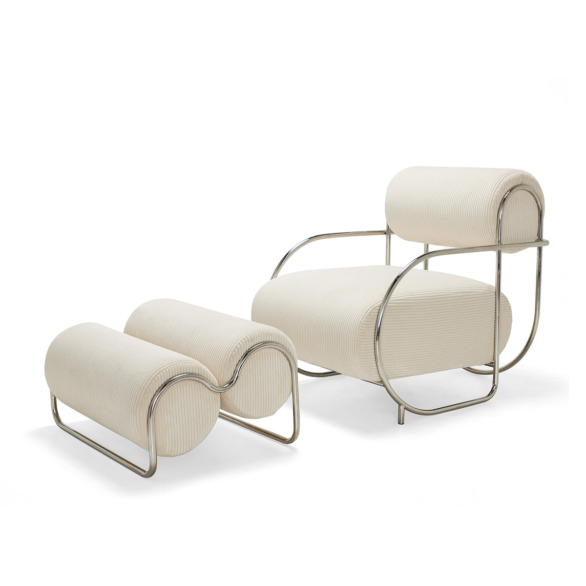 Fauteuil et pouf Chromeo (Sorrento Moon)