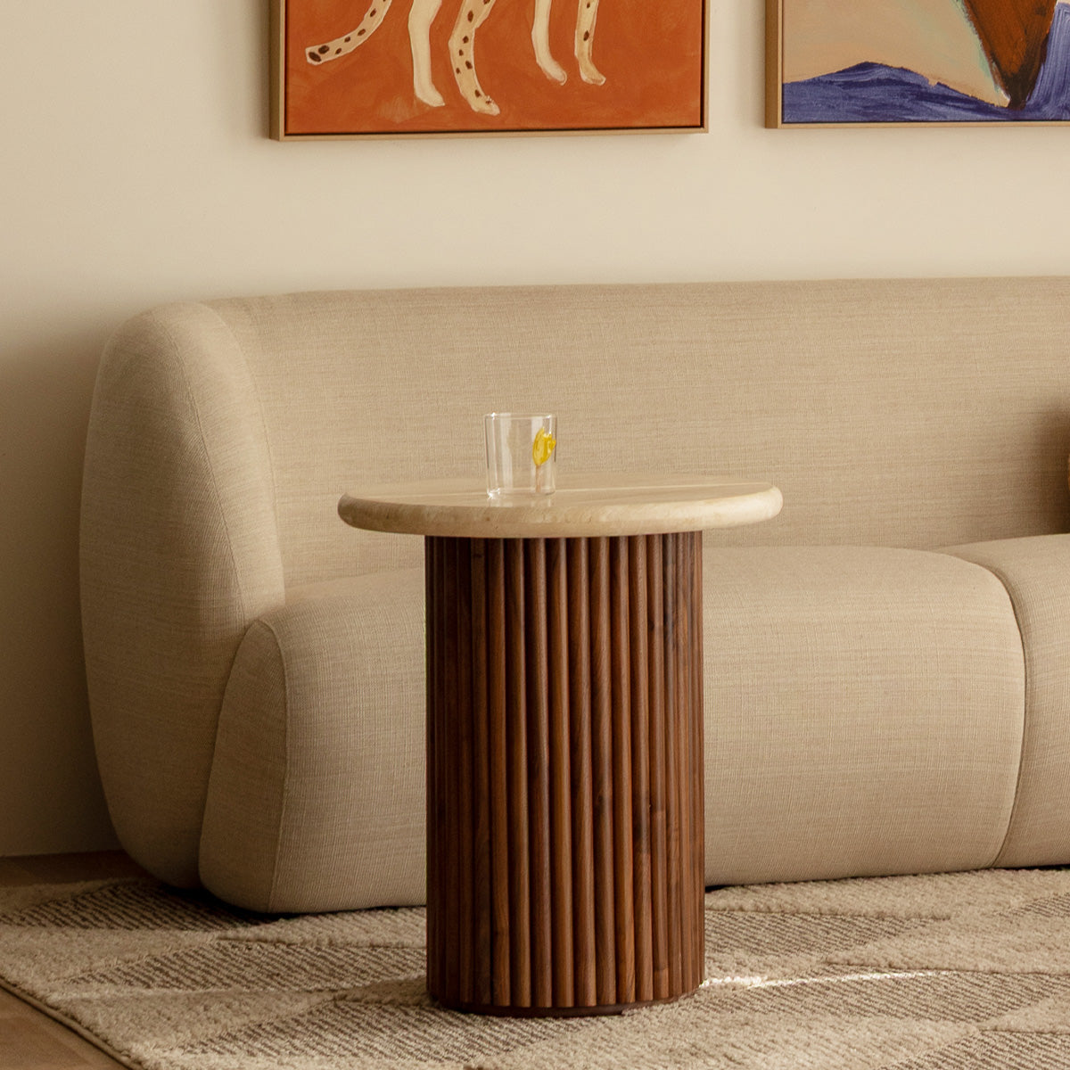 Table d'appoint Cosmos en travertin (noyer, travertin)