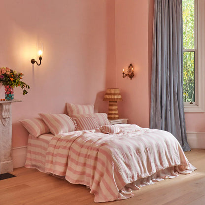 Taies d'oreiller en lin à rayures bonbon