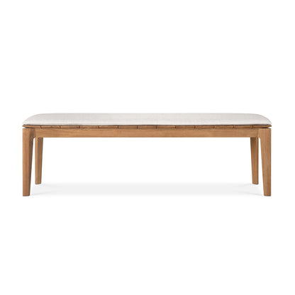 Banc d'extérieur 3 places en tissu Bok (teck, blanc cassé)