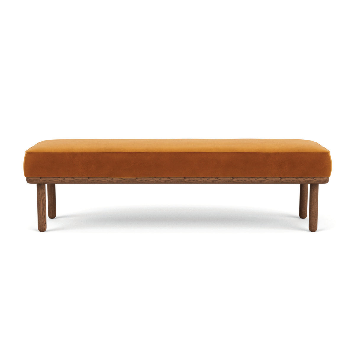 Banc en velours Randi (noyer naturel, ambre mat)