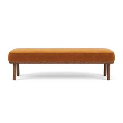 Banc en velours Randi (noyer naturel, ambre mat)