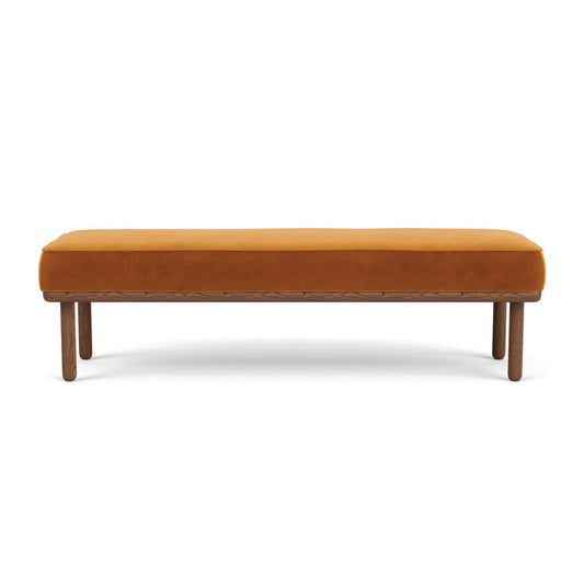 Banc en velours Randi (noyer naturel, ambre mat)