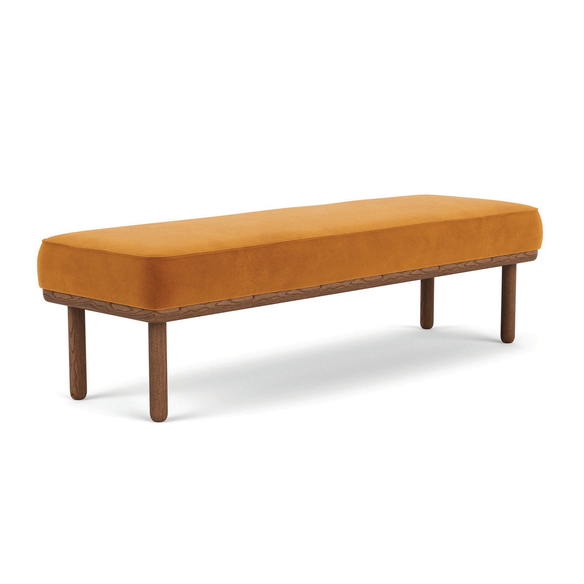 Banc en velours Randi (noyer naturel, ambre mat)