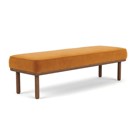 Banc en velours Randi (noyer naturel, ambre mat)