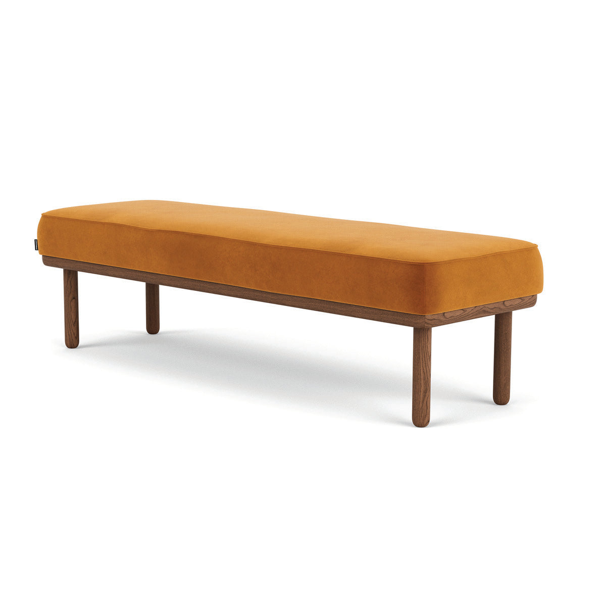 Banc en velours Randi (noyer naturel, ambre mat)