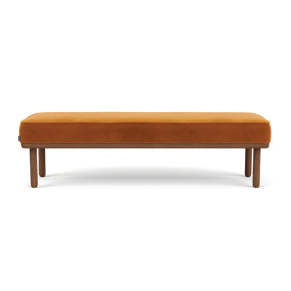 Banc en velours Randi (noyer naturel, ambre mat)