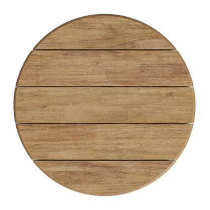 Table haute de bar ronde d'extérieur Saura (noir, acacia naturel)