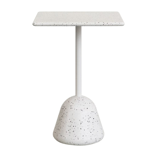 Table haute d'extérieur carrée Saura (blanc, terrazzo)