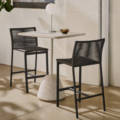 Table haute d'extérieur carrée Saura (blanc, terrazzo)