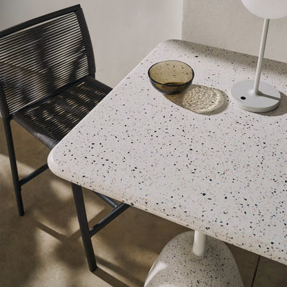 Table haute d'extérieur carrée Saura (blanc, terrazzo)