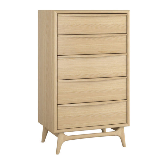 Commode haute Skye à 5 tiroirs (chêne)