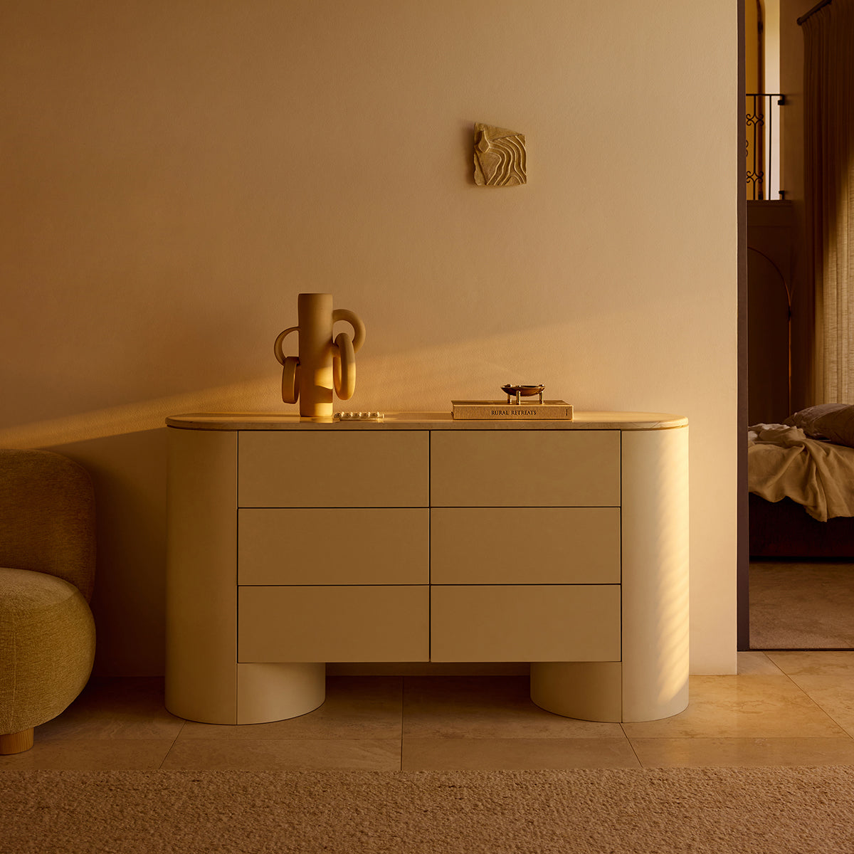 Commode Fin 6 tiroirs (tofu laqué)