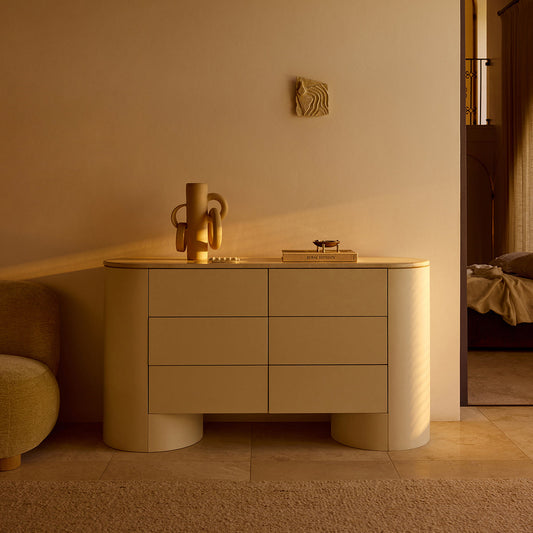 Commode Fin 6 tiroirs (tofu laqué)