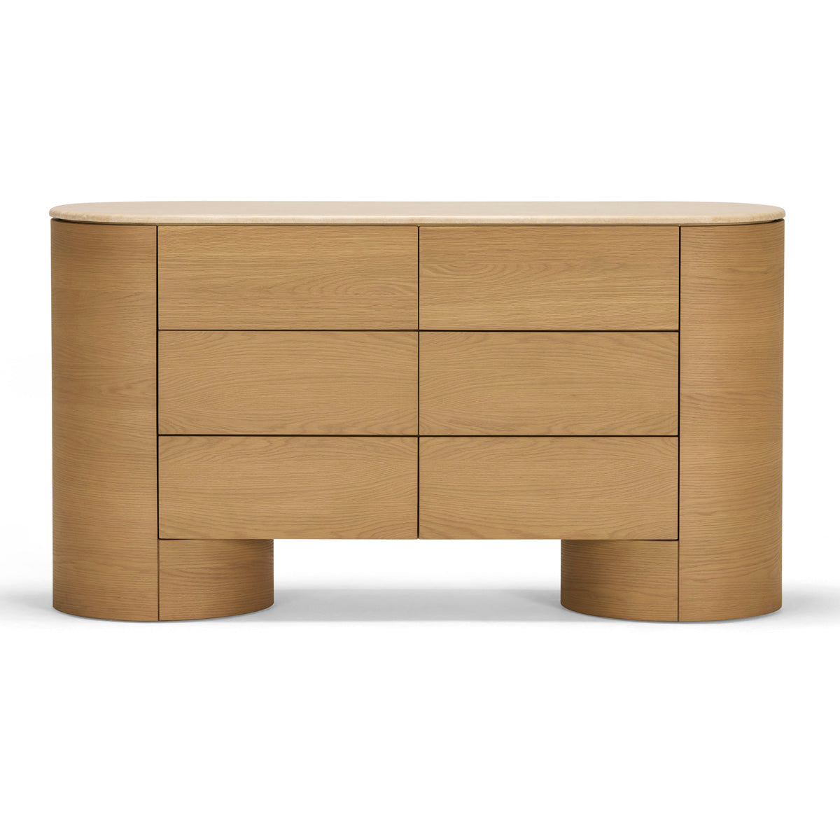 Commode Fin 6 tiroirs (chêne, travertin)