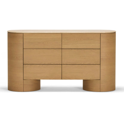 Commode Fin 6 tiroirs (chêne, travertin)