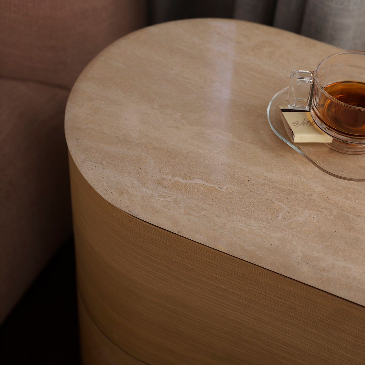 Commode Fin 6 tiroirs (chêne, travertin)