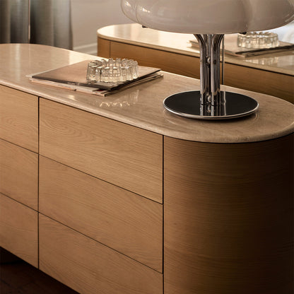 Commode Fin 6 tiroirs (chêne, travertin)