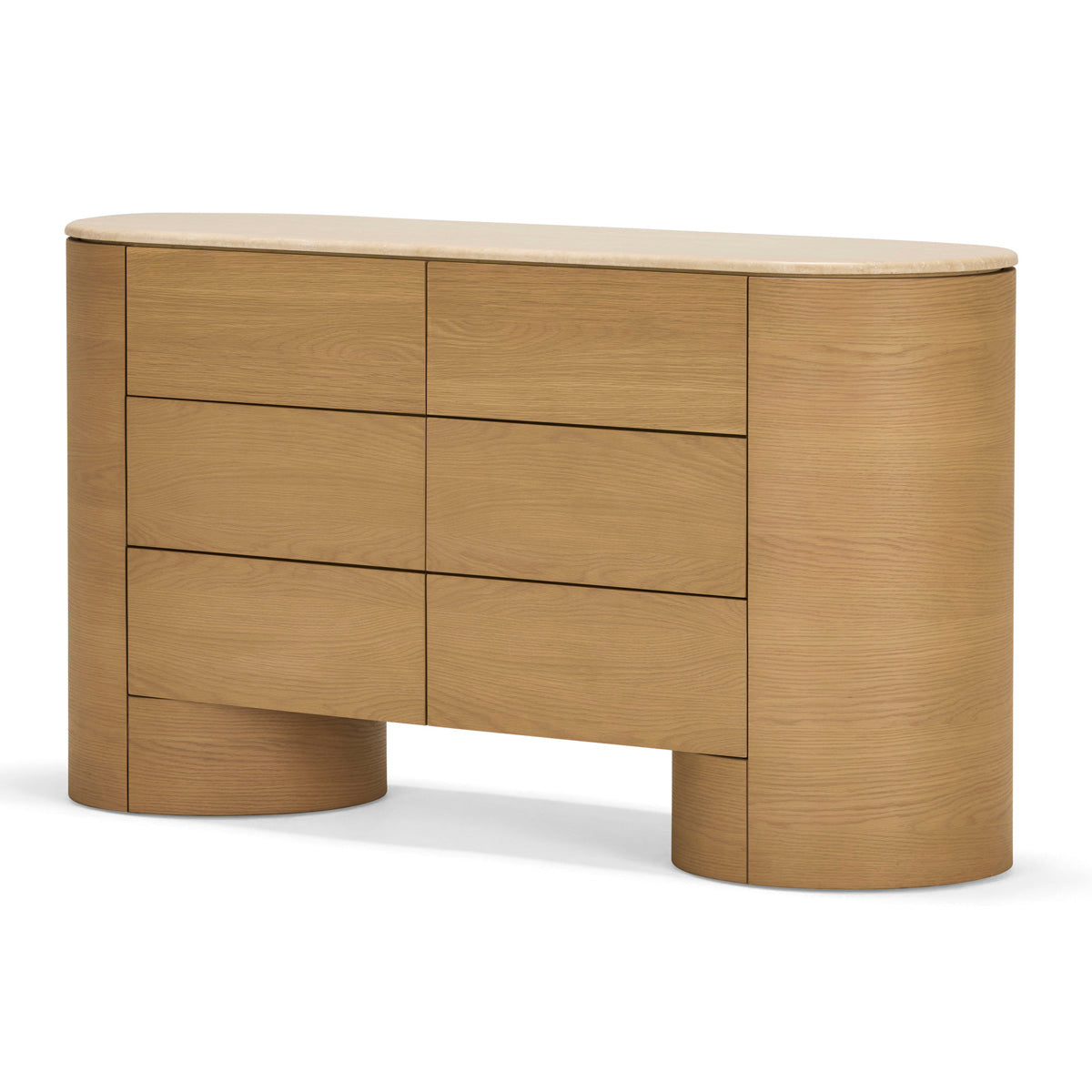 Commode Fin 6 tiroirs (chêne, travertin)