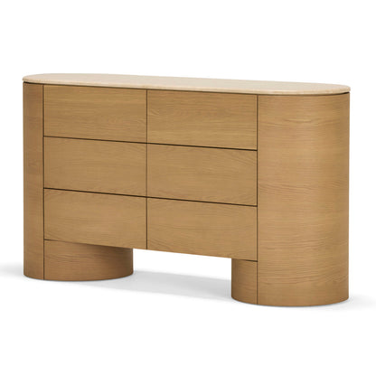 Commode Fin 6 tiroirs (chêne, travertin)