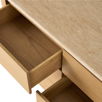 Commode Fin 6 tiroirs (chêne, travertin)