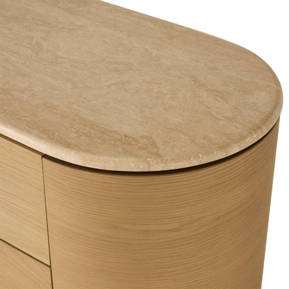 Commode Fin 6 tiroirs (chêne, travertin)