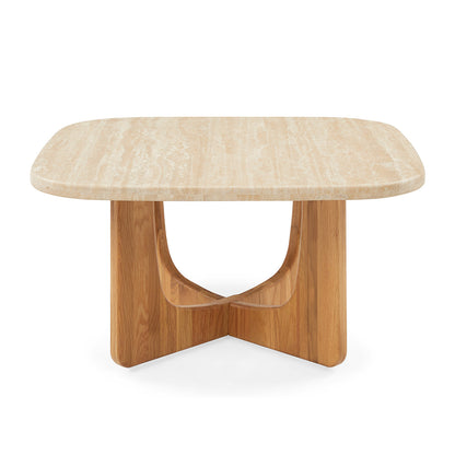 Table basse en travertin Pierro (chêne, travertin)